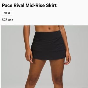 Black Lululemon Pace Rival Skirt